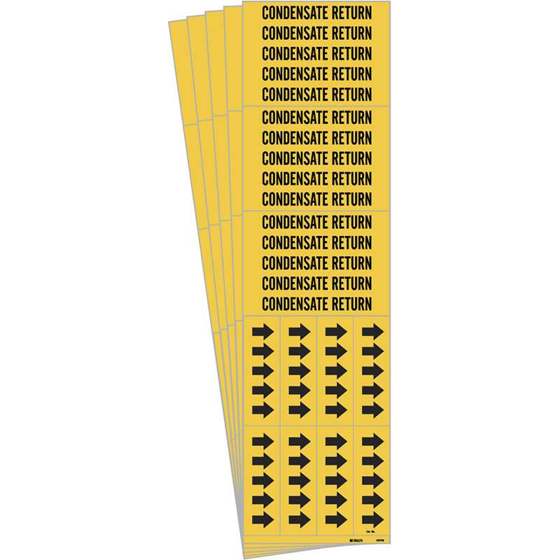CONDENSATE RETURN Pipe Marker Sty 3C Arrows Polyester BK on YL 3 per Card, 5 PK